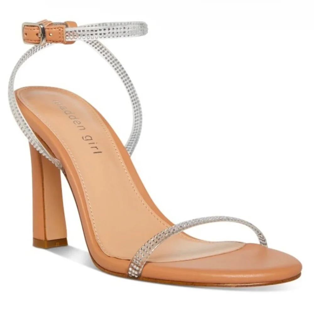 MADDEN GIRL TASHAA Women's Ankle Strap Stiletto Heel Sandals Nude - Picture 1 of 8